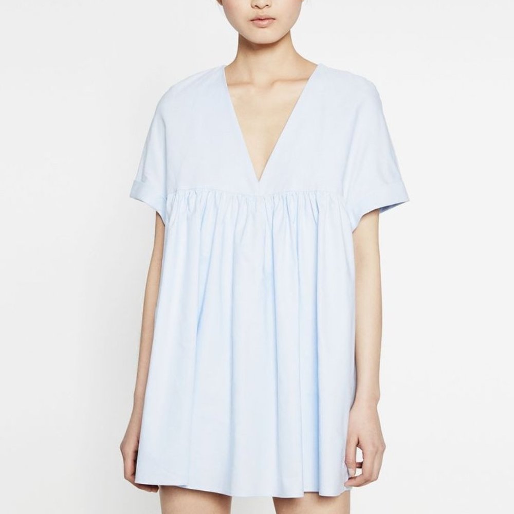 Zara Trafaluc Light Blue Poplin Romper Dress